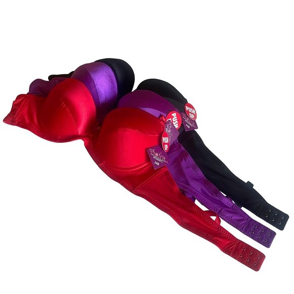 Sofra Underwire Solid Push Up Bra Set BR2055PU Multi-Color 3-Pack Bundle 34B - Picture 1 of 5